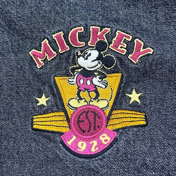 VTG Mickey Mouse True Varsity Jacket XL‎ Black/Tan Disney Bomber 90s Hooded READ - Picture 2 of 16